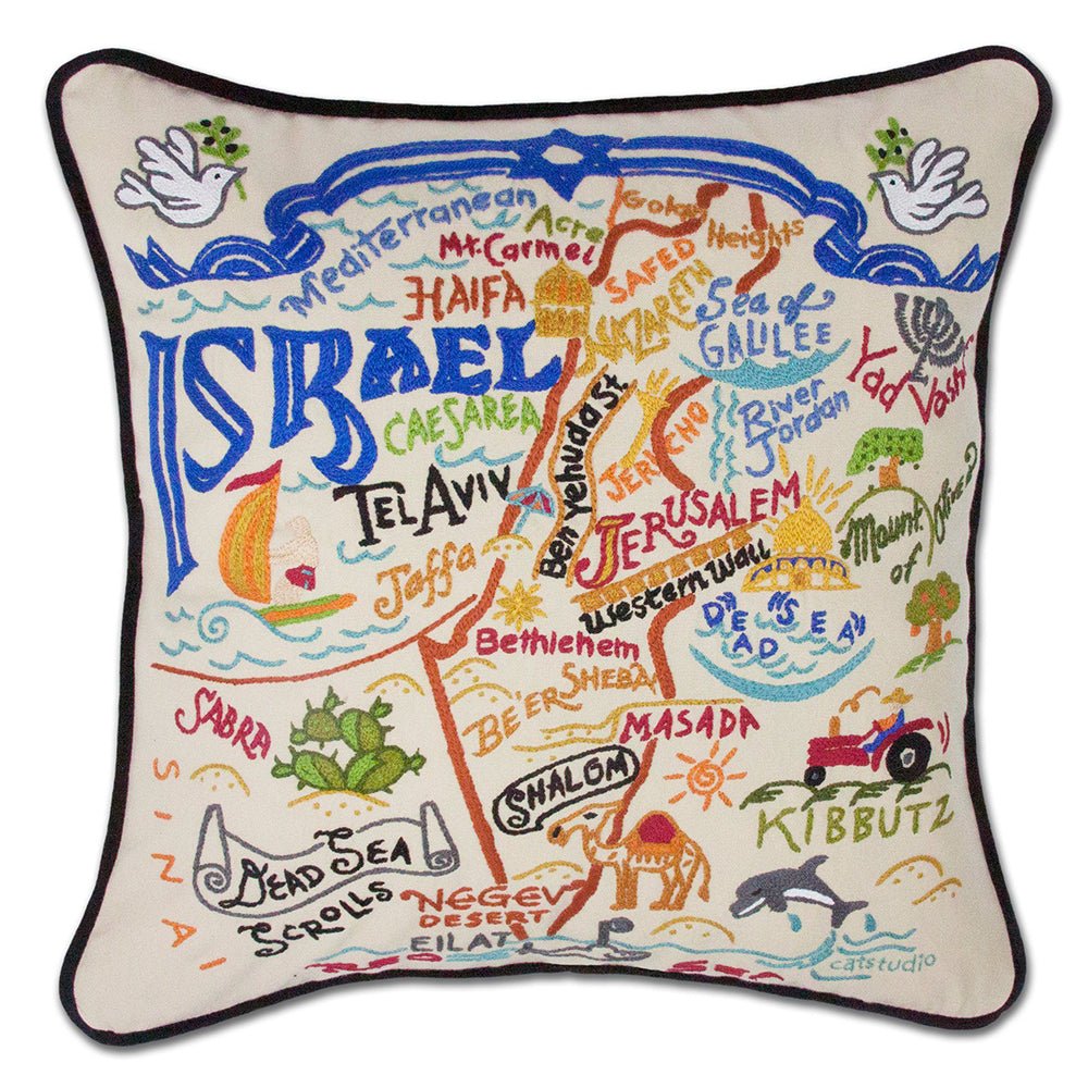 Israel Hand - Embroidered Pillow Pillows La Vie Bien Israel Hand - Embroidered Pillow