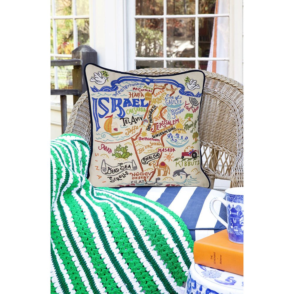 Israel Hand - Embroidered Pillow Pillows La Vie Bien Israel Hand - Embroidered Pillow