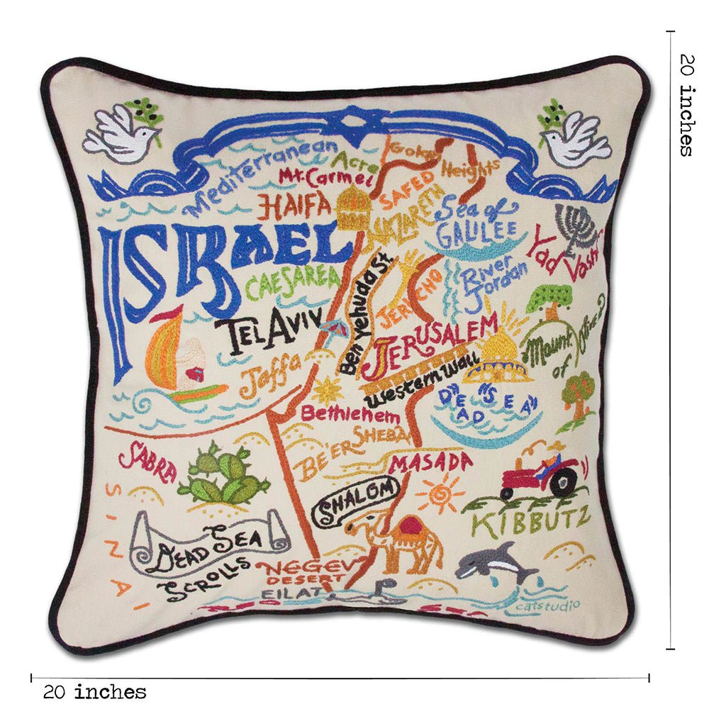 Israel Hand - Embroidered Pillow Pillows La Vie Bien Israel Hand - Embroidered Pillow