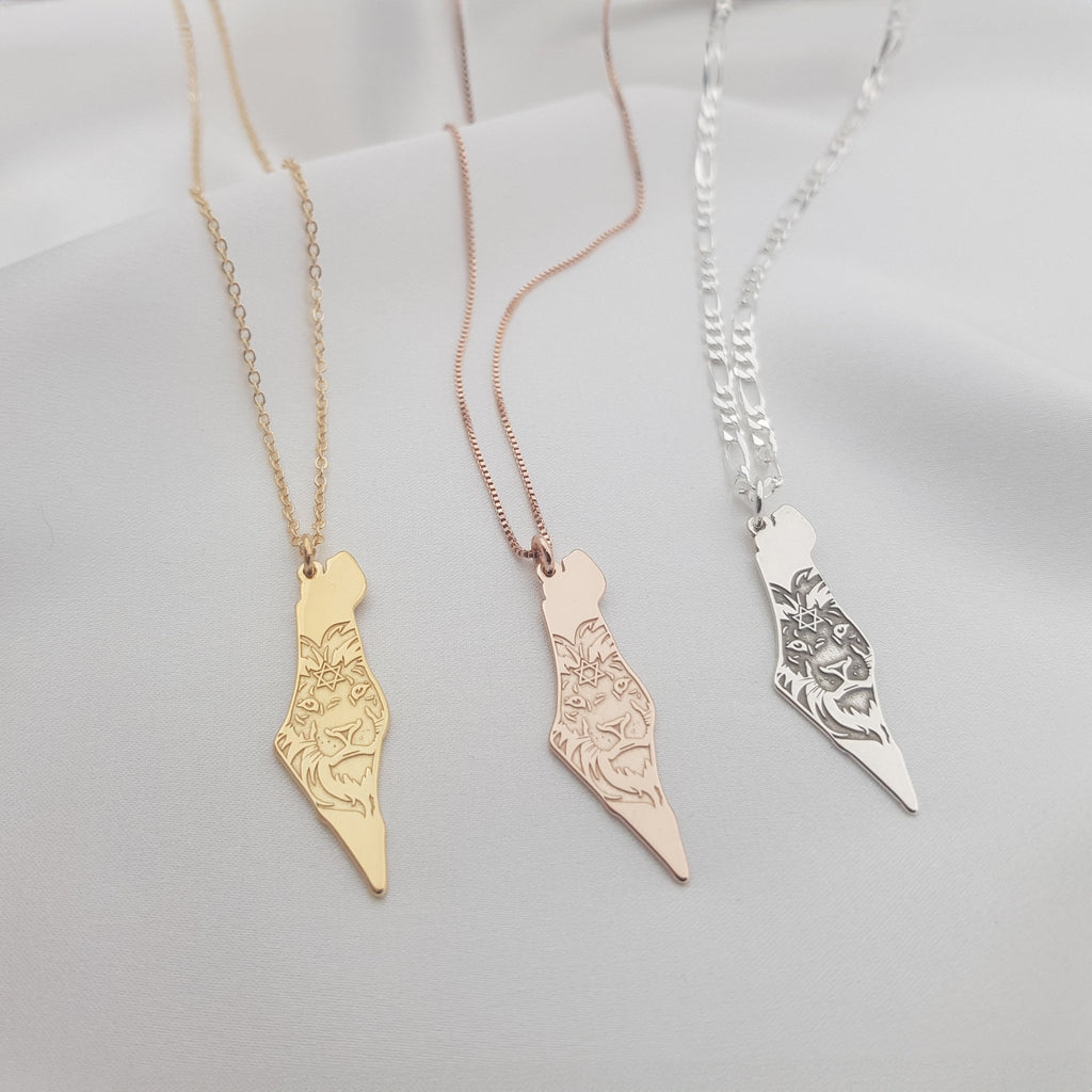 Israel Map Lion Star of David Necklace La Vie Bien Israel Map Lion Star of David Necklace