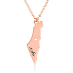 Israel Map Necklece With Hebrew Name
