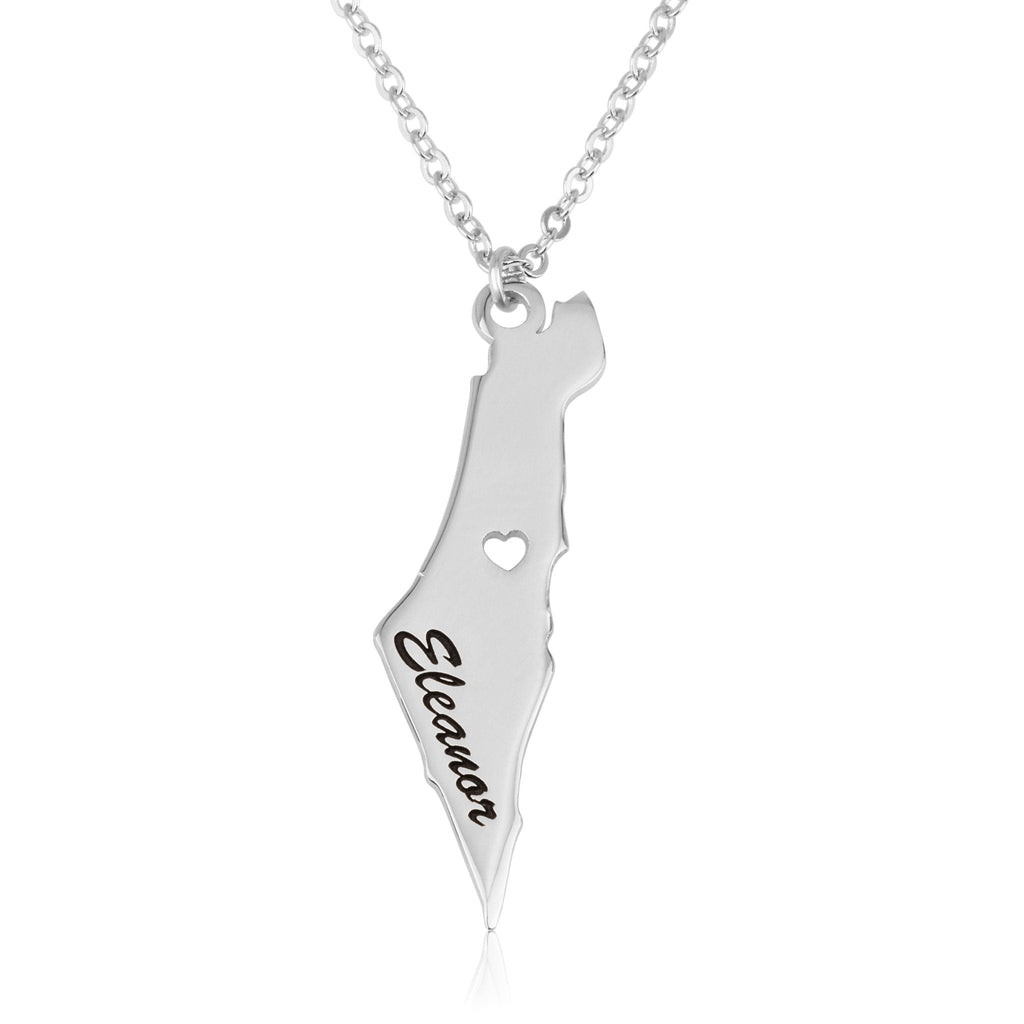 Israel Map Necklece With Name La Vie Bien Israel Map Necklece With Name