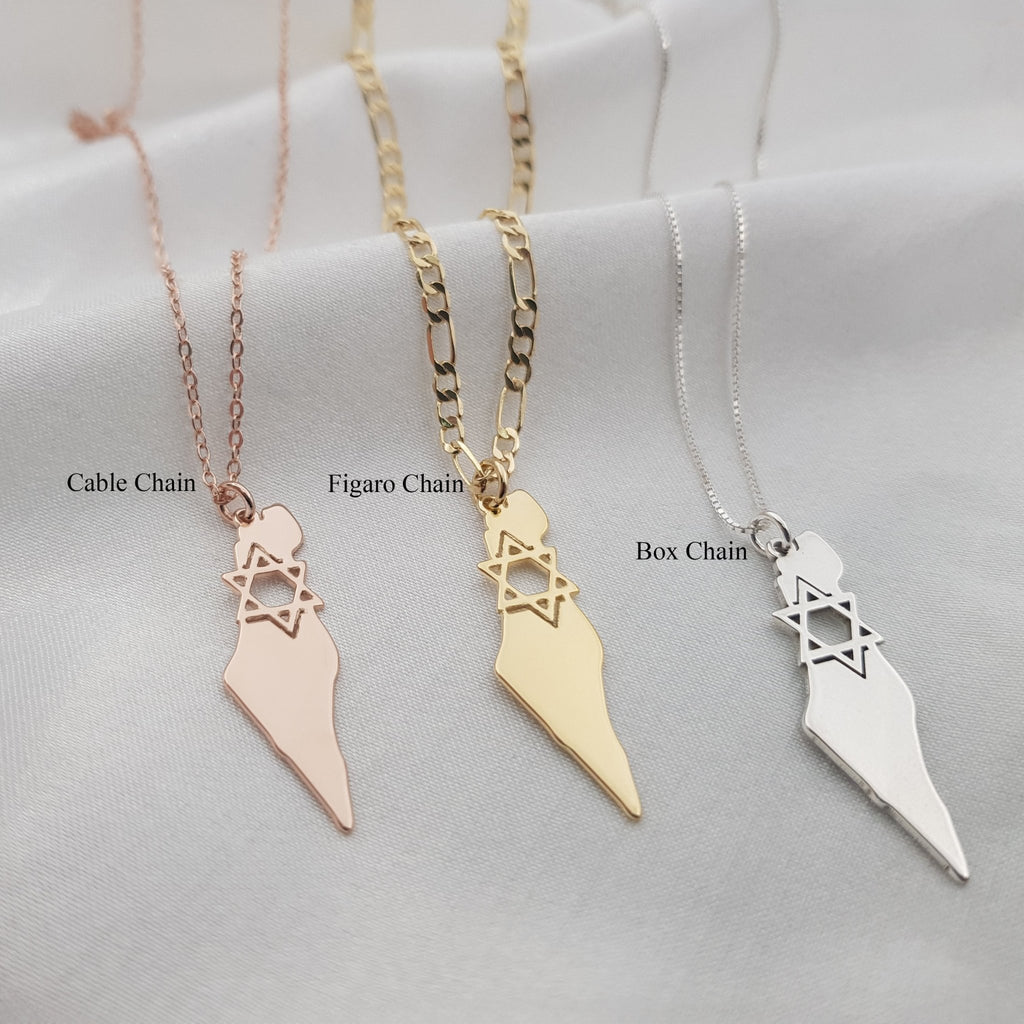 Israel Map Star of David Necklace La Vie Bien Israel Map Star of David Necklace