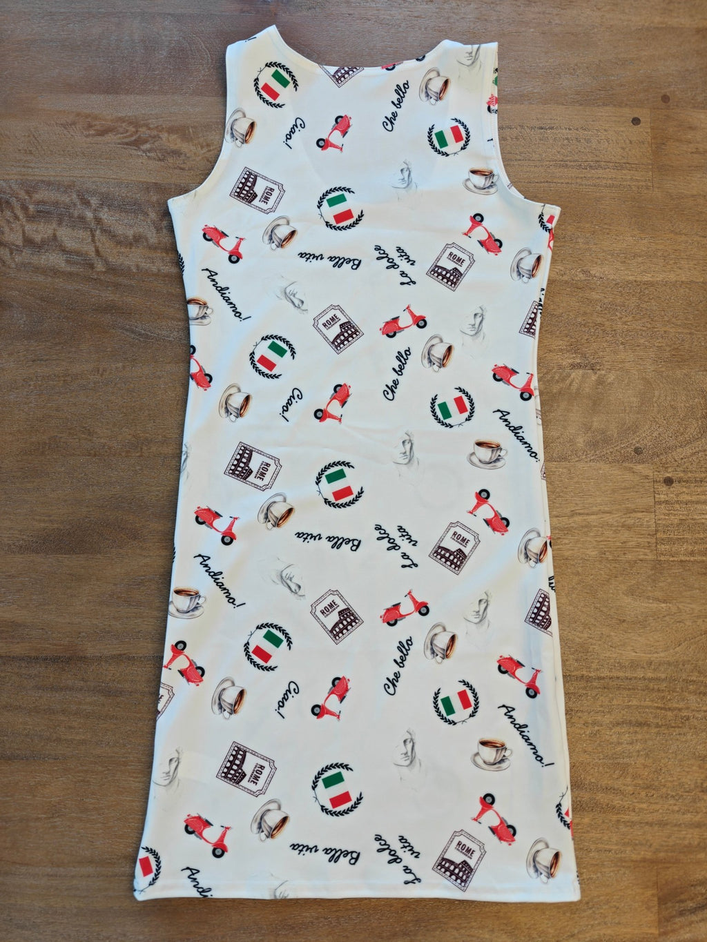 Italian chic Bodycon dress - Italian flag, espresso cup, Italian phrases, electric scooter and Rome stamp All Over Prints La Vie Bien Italian chic Bodycon dress - Italian flag, espresso cup, Italian phrases, electric scooter and Rome stamp