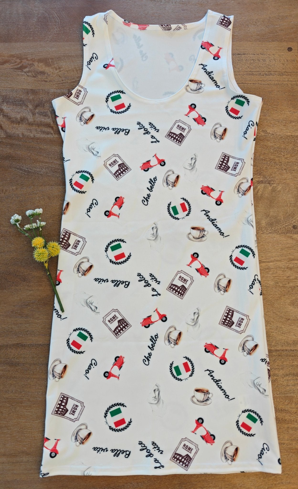 Italian chic Bodycon dress - Italian flag, espresso cup, Italian phrases, electric scooter and Rome stamp All Over Prints La Vie Bien Italian chic Bodycon dress - Italian flag, espresso cup, Italian phrases, electric scooter and Rome stamp