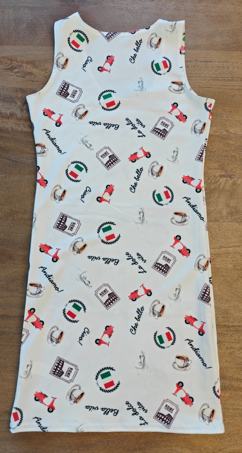 Italian chic Bodycon dress - Italian flag, espresso cup, Italian phrases, electric scooter and Rome stamp All Over Prints La Vie Bien Italian chic Bodycon dress - Italian flag, espresso cup, Italian phrases, electric scooter and Rome stamp