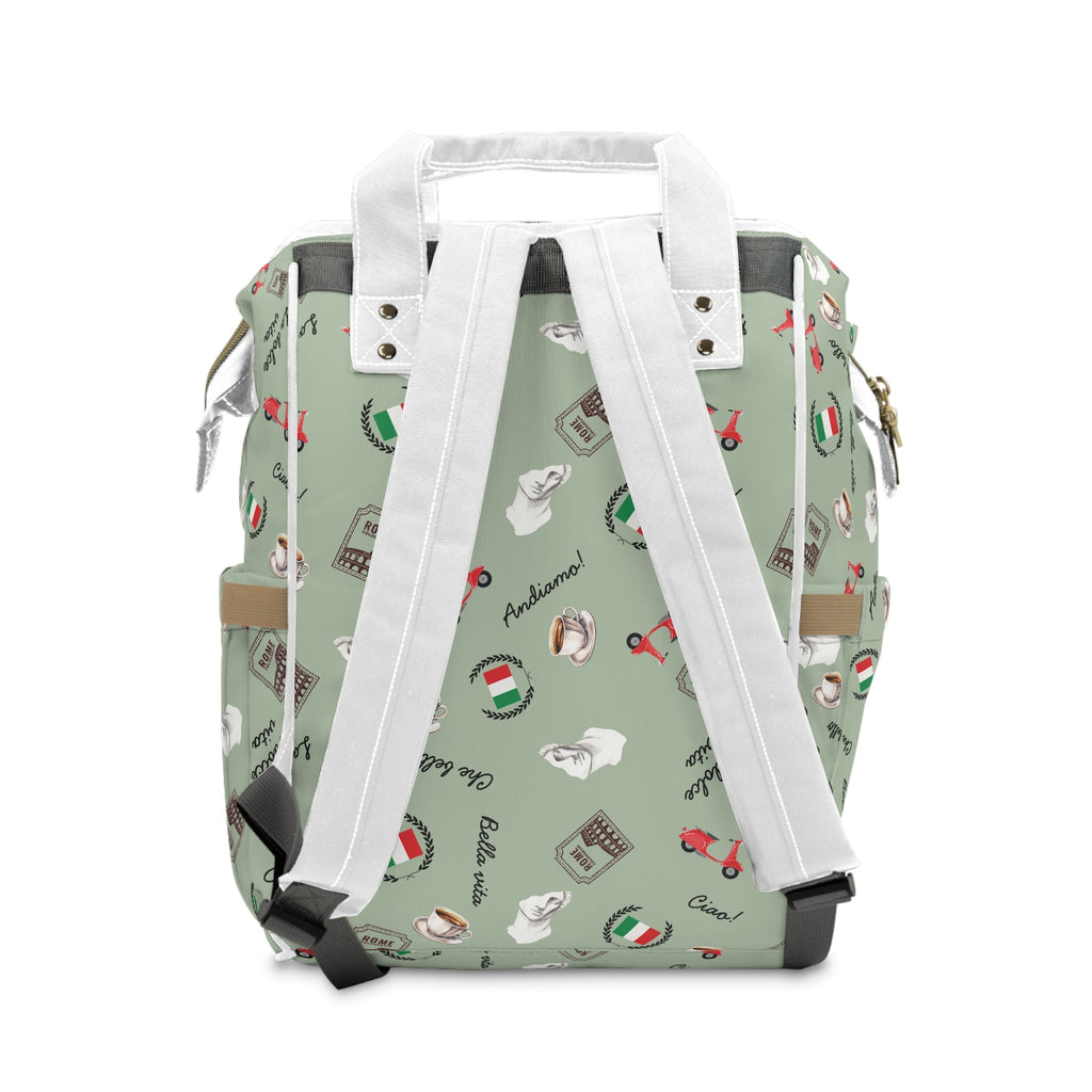 Italian chic Pattern Diaper Backpack with espresso, scooter, Italian flag, and Italian phrases Bags La Vie Bien Italian chic Pattern Diaper Backpack with espresso, scooter, Italian flag, and Italian phrases