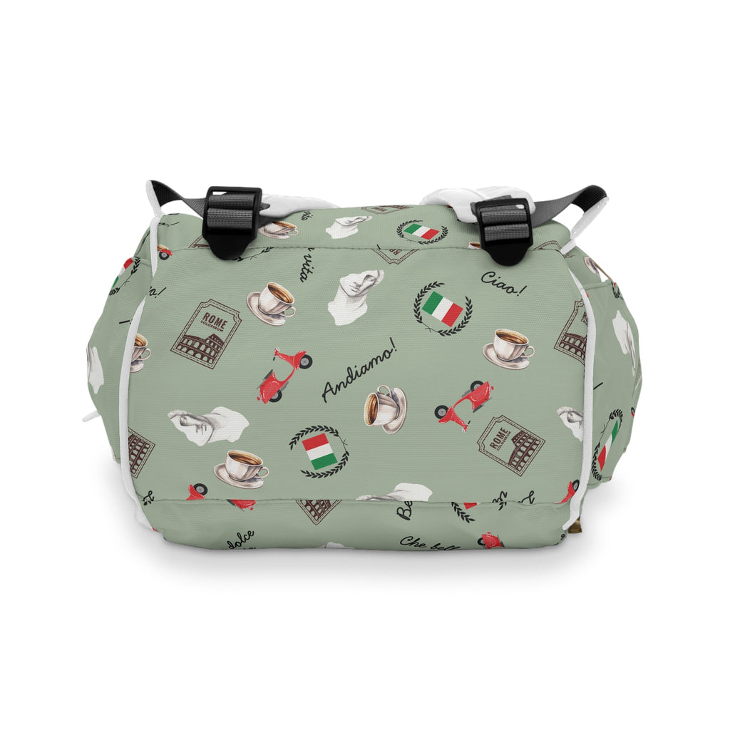 Italian chic Pattern Diaper Backpack with espresso, scooter, Italian flag, and Italian phrases Bags La Vie Bien Italian chic Pattern Diaper Backpack with espresso, scooter, Italian flag, and Italian phrases