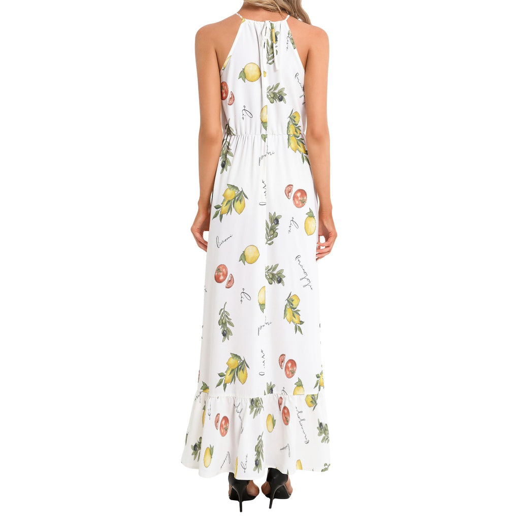 Italian cooking Ruffle Hem Halter Neck Maxi Dress - "La Dolce Vita" vacation outfit Dress La Vie Bien Italian cooking Ruffle Hem Halter Neck Maxi Dress - "La Dolce Vita" vacation outfit