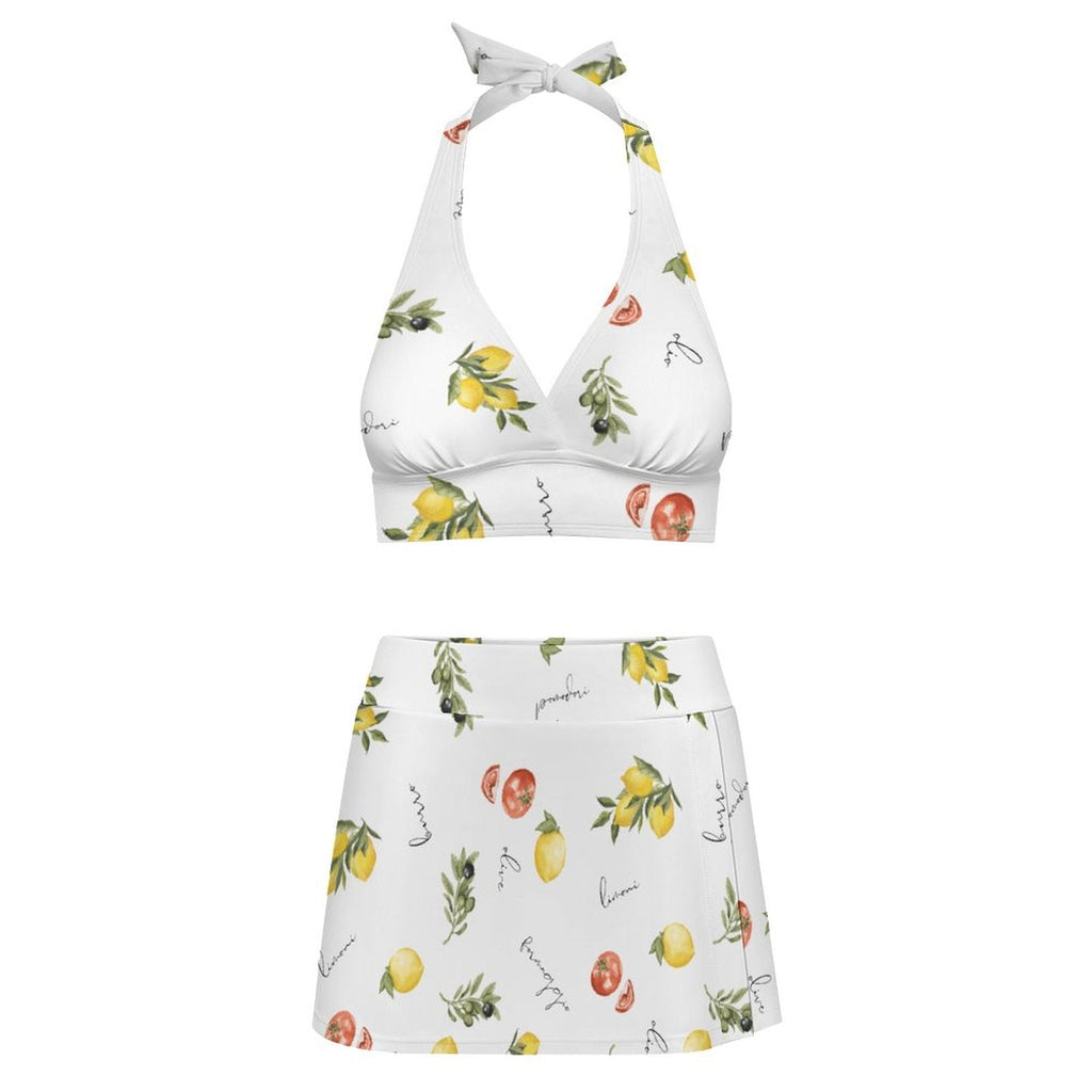 Italian cooking themed Lace-up Split Skirt Swimsuit Set "La Dolce Vita" - For Italian cooks and language learners 11118 La Vie Bien Italian cooking themed Lace-up Split Skirt Swimsuit Set "La Dolce Vita" - For Italian cooks and language learners
