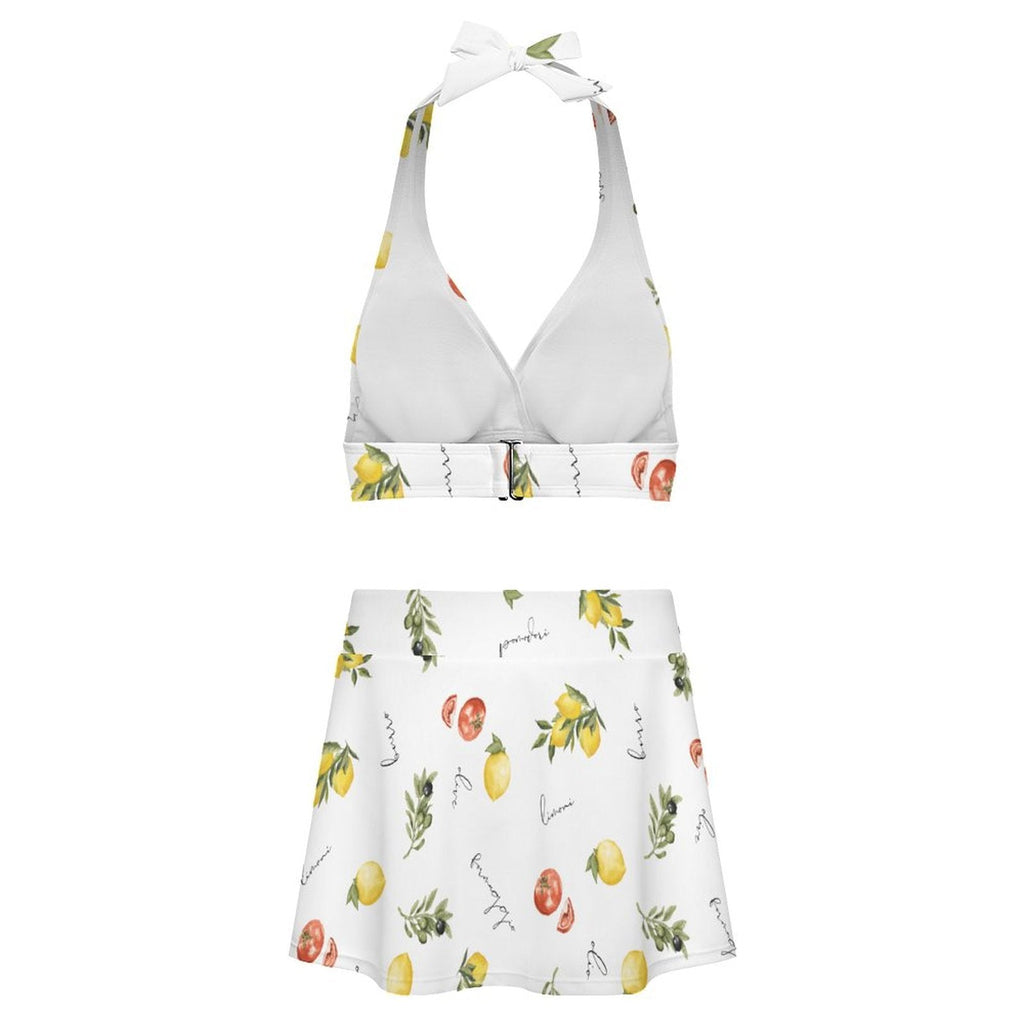 Italian cooking themed Lace-up Split Skirt Swimsuit Set "La Dolce Vita" - For Italian cooks and language learners 11118 La Vie Bien Italian cooking themed Lace-up Split Skirt Swimsuit Set "La Dolce Vita" - For Italian cooks and language learners
