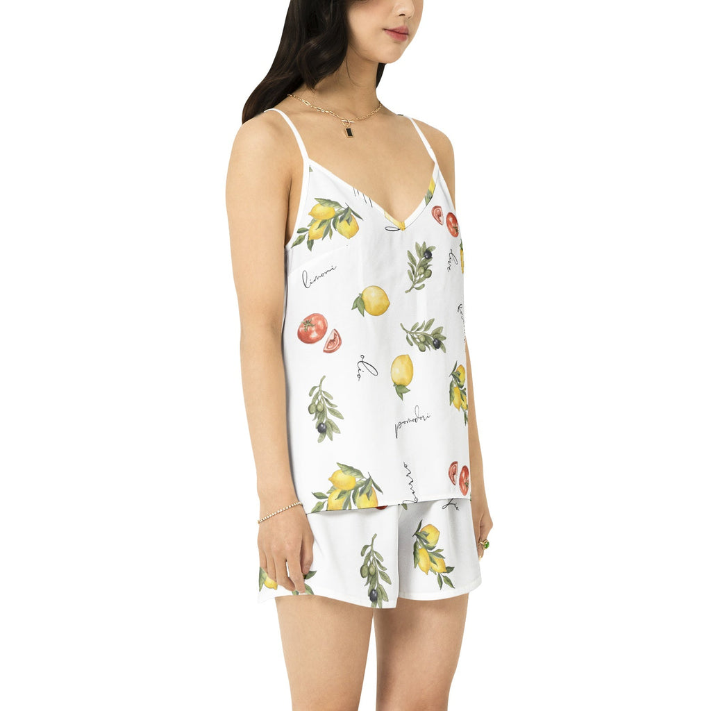 Italian food themed "La Dolce Vita" Cami Top and Short Pajama Set Two-pieces La Vie Bien Italian food themed "La Dolce Vita" Cami Top and Short Pajama Set