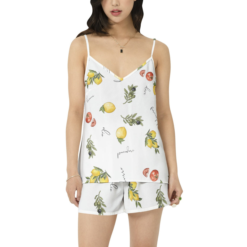 Italian food themed "La Dolce Vita" Cami Top and Short Pajama Set Two-pieces La Vie Bien Italian food themed "La Dolce Vita" Cami Top and Short Pajama Set