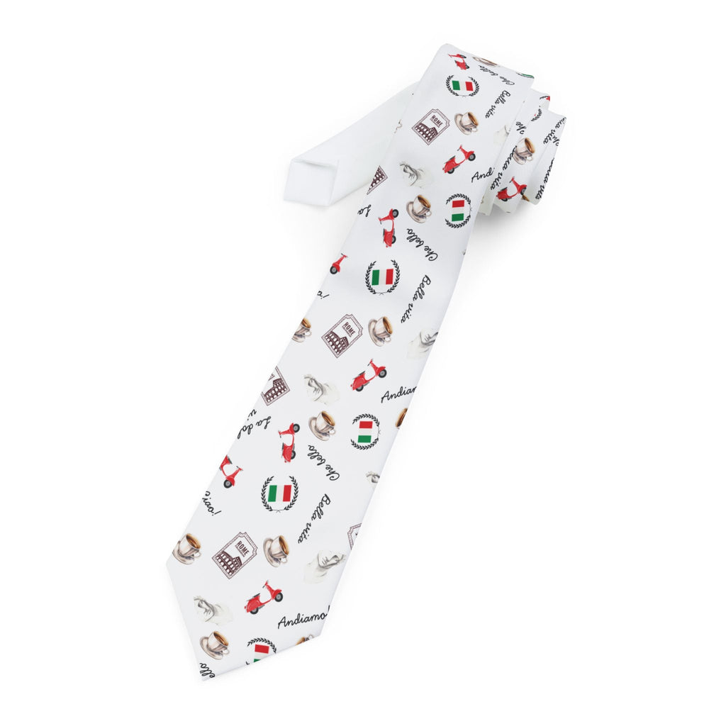 Italian Icons Necktie, Italian Flag, stamp, electric scooter, espresso Pattern Tie for gifting Accessories La Vie Bien Italian Icons Necktie, Italian Flag, stamp, electric scooter, espresso Pattern Tie for gifting