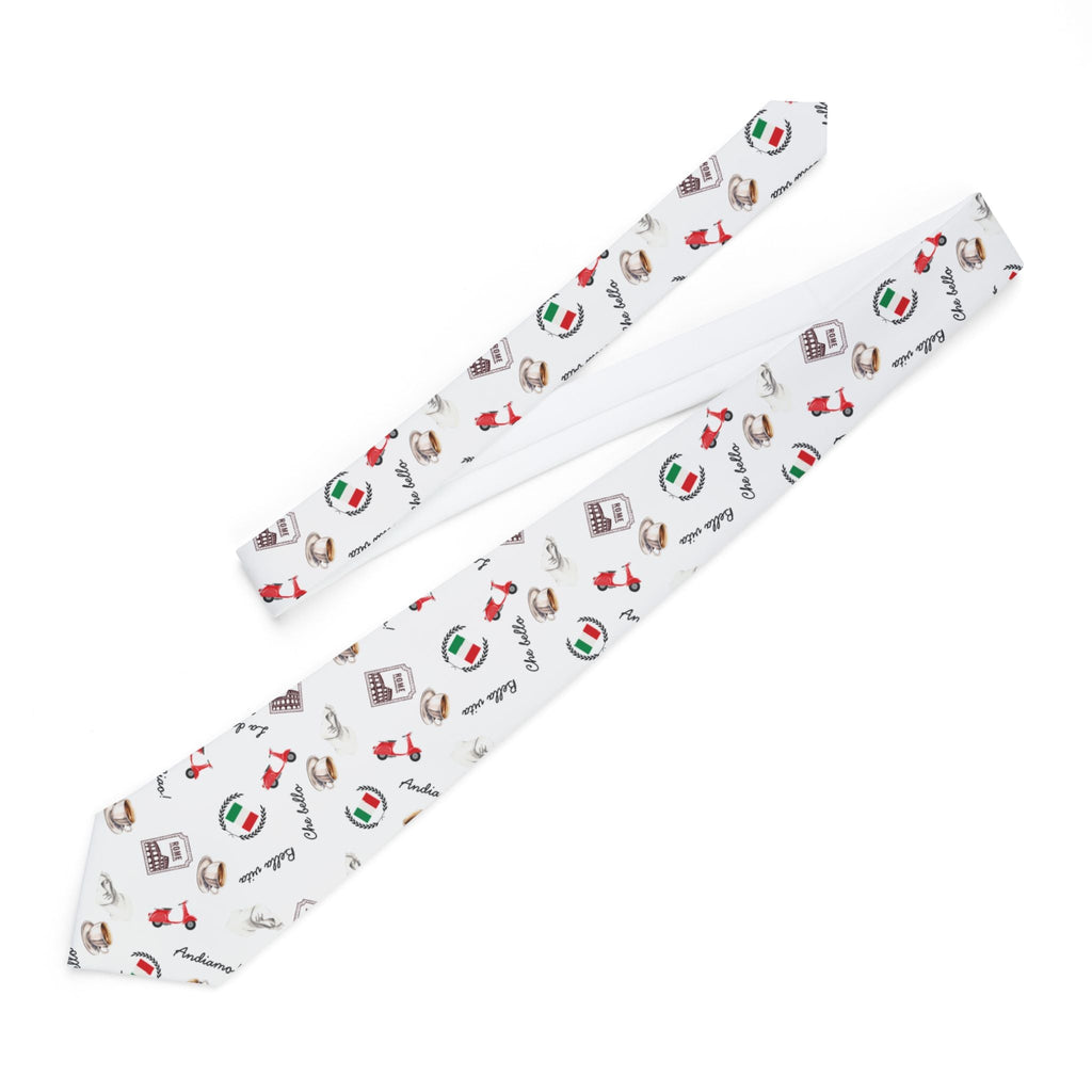 Italian Icons Necktie, Italian Flag, stamp, electric scooter, espresso Pattern Tie for gifting Accessories La Vie Bien Italian Icons Necktie, Italian Flag, stamp, electric scooter, espresso Pattern Tie for gifting