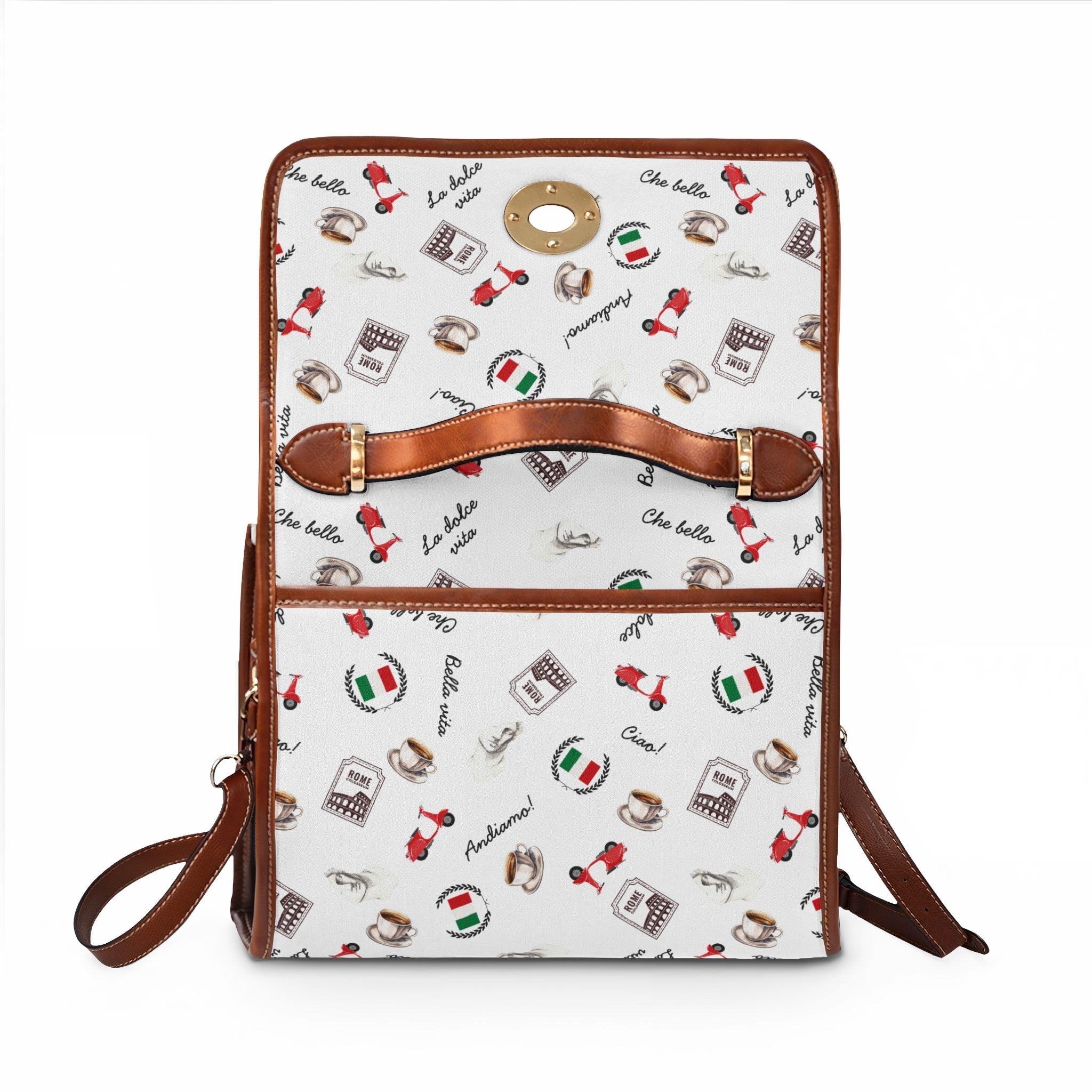 Italian Pattern Waterproof Canvas Bag, Italian Icons Tote Bags La Vie Bien Italian Pattern Waterproof Canvas Bag, Italian Icons Tote