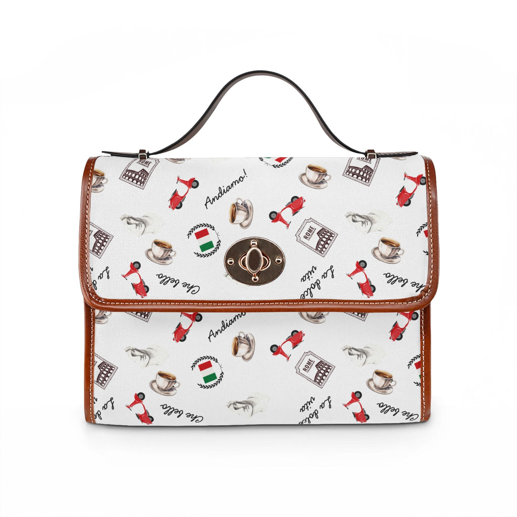 Italian Pattern Waterproof Canvas Bag, Italian Icons Tote Bags La Vie Bien Italian Pattern Waterproof Canvas Bag, Italian Icons Tote