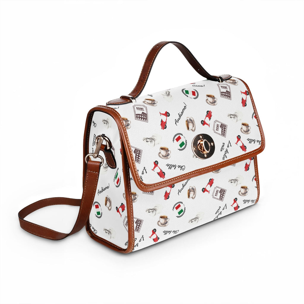 Italian Pattern Waterproof Canvas Bag, Italian Icons Tote Bags La Vie Bien Italian Pattern Waterproof Canvas Bag, Italian Icons Tote