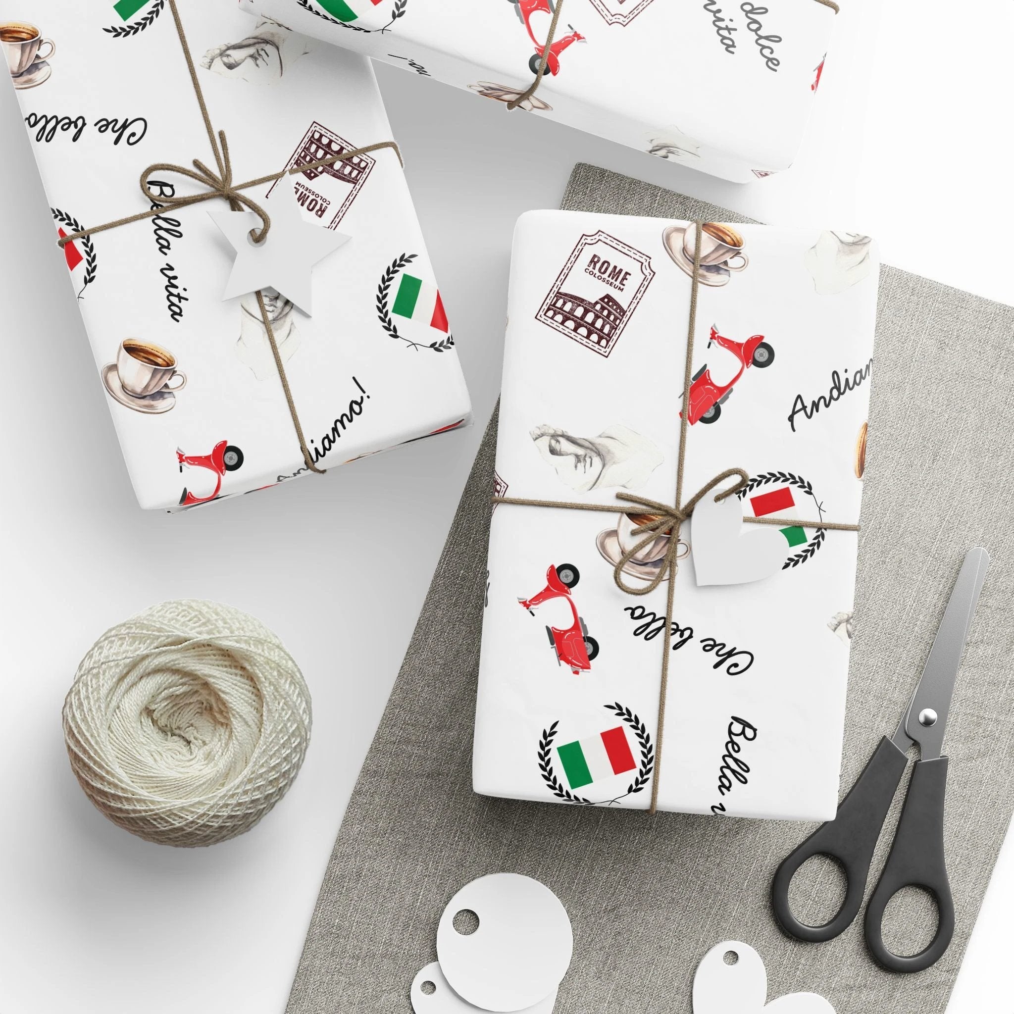 Italian Themed Wrapping Paper, Festive Gift Wrap for Italy lovers by Printify