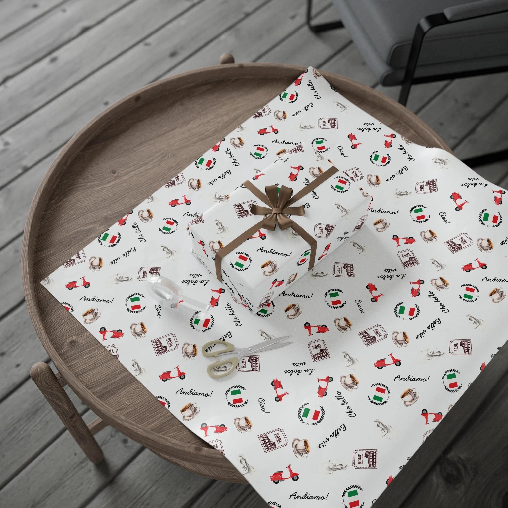 Italian Themed Wrapping Paper, Festive Gift Wrap for Italy lovers by Printify