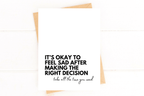 It's Okay to Feel Sad Divorce Card Breakup Encouragement by Five Dot Post