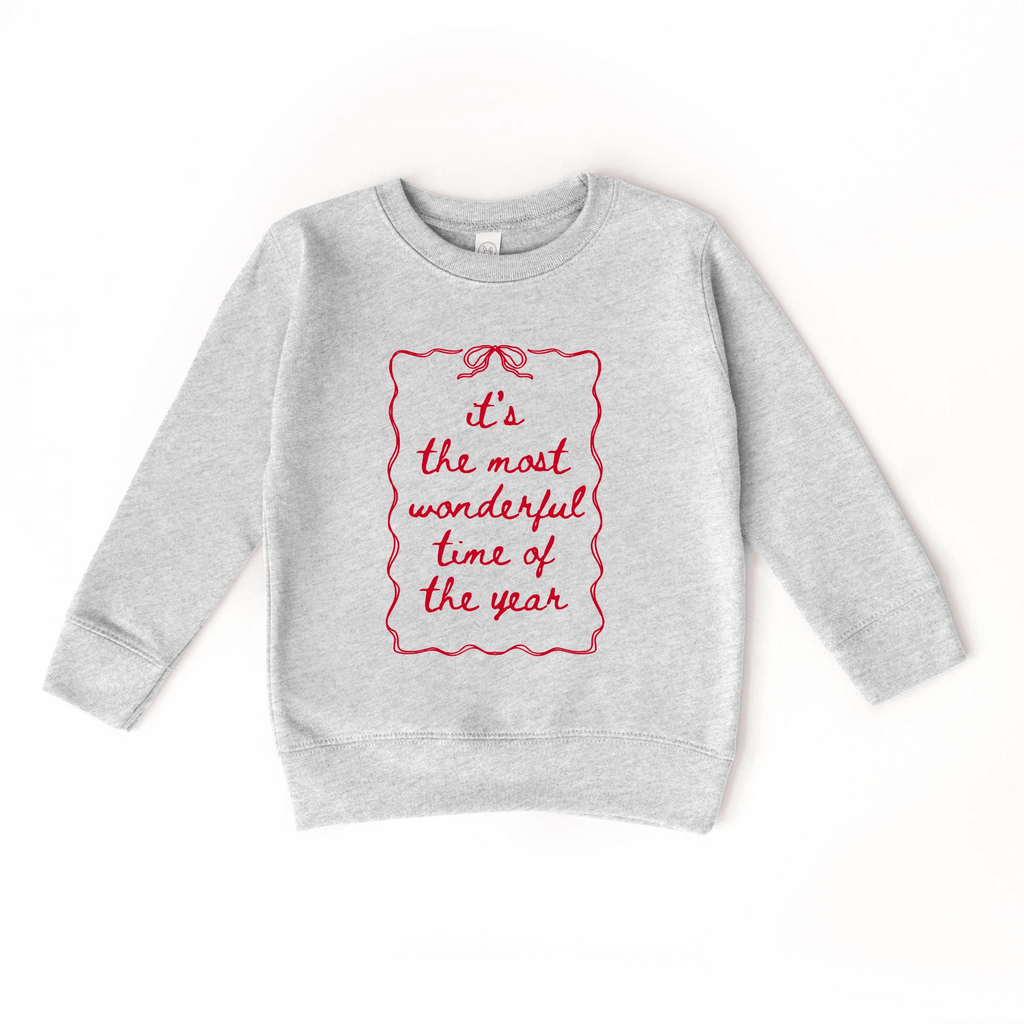 It's the most wonderful time of the Year toddler and youth Sweatshirt, Christmas collection by Benny and Ray Apparel