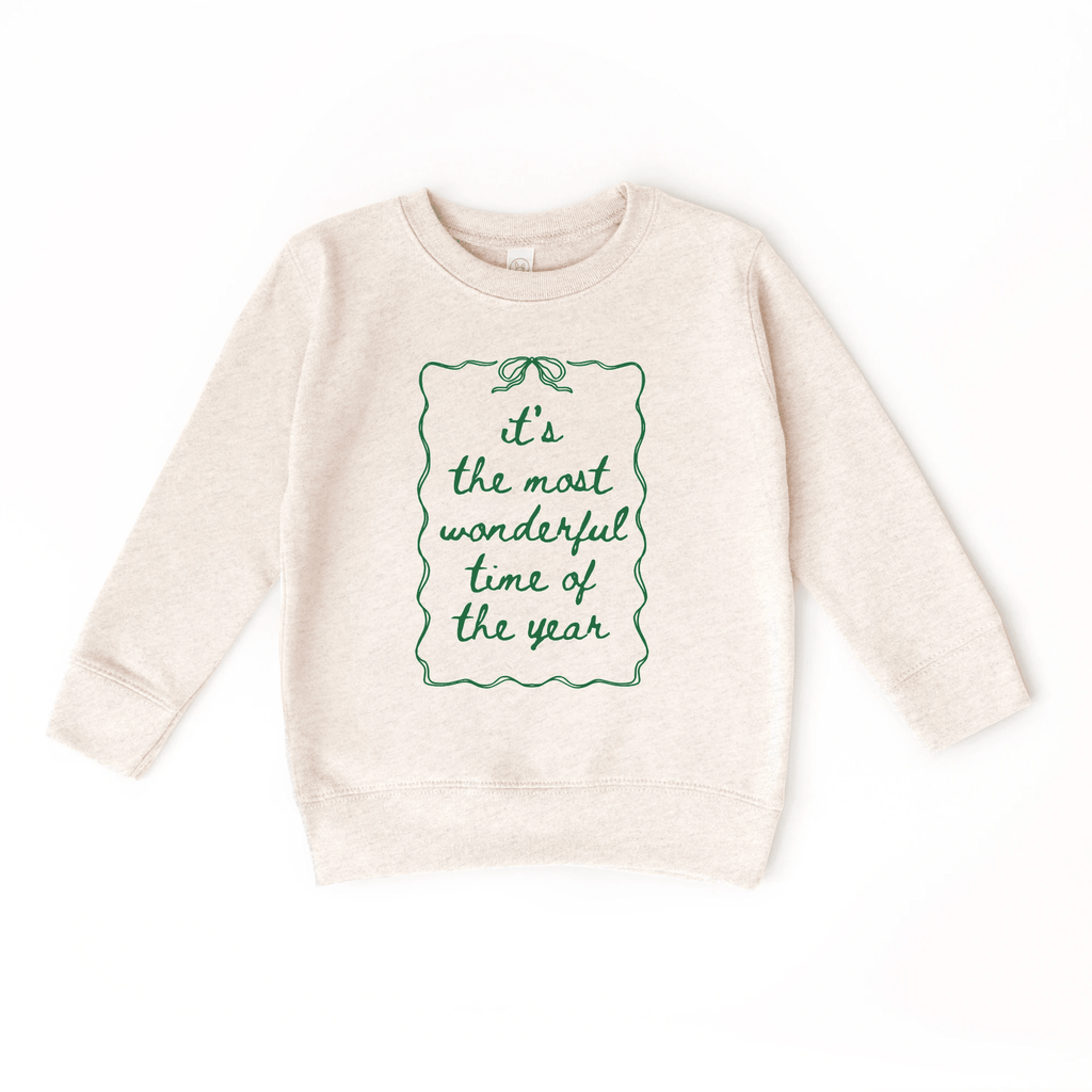 It's the most wonderful time of the Year toddler and youth Sweatshirt, Christmas collection by Benny and Ray Apparel