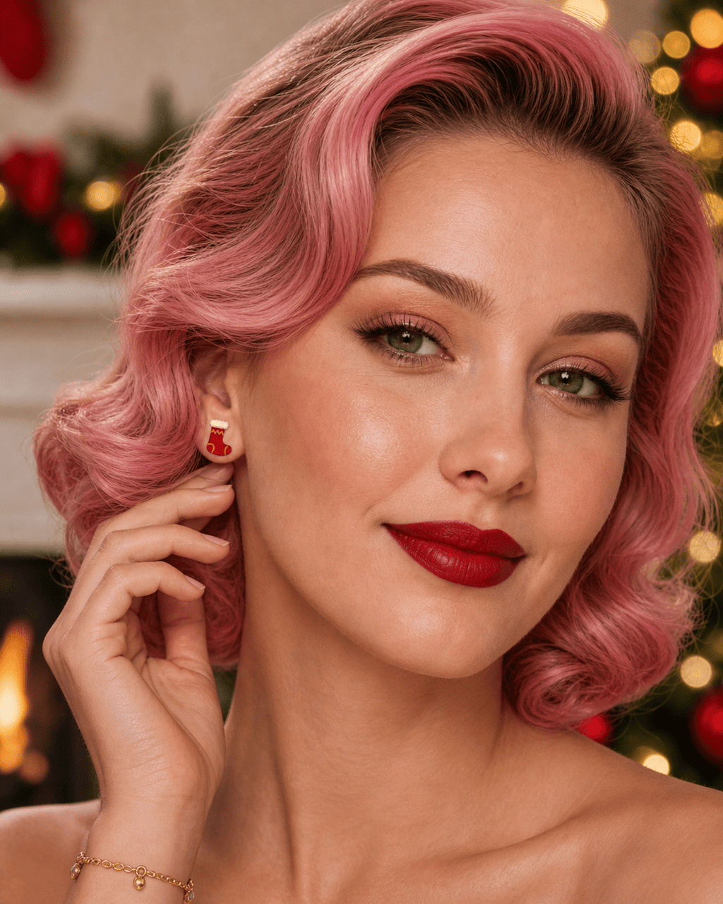 Itty - Bitty Stocking Earrings by Lipstick & Chrome Brooches & Lapel Pins La Vie Bien Itty - Bitty Stocking Earrings by Lipstick & Chrome