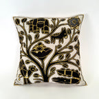 Ivory, Black + Gold Hand Embroidered Pillow Cover La Vie Bien Ivory, Black + Gold Hand Embroidered Pillow Cover