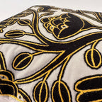 Ivory, Black + Gold Hand Embroidered Pillow Cover La Vie Bien Ivory, Black + Gold Hand Embroidered Pillow Cover