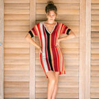 Ixchel Multi - Stripe Tunic Knit Dress Apparel La Vie Bien Ixchel Multi - Stripe Tunic Knit Dress