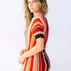 Ixchel Multi - Stripe Tunic Knit Dress Apparel La Vie Bien Ixchel Multi - Stripe Tunic Knit Dress