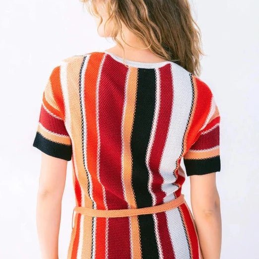 Ixchel Multi - Stripe Tunic Knit Dress Apparel La Vie Bien Ixchel Multi - Stripe Tunic Knit Dress