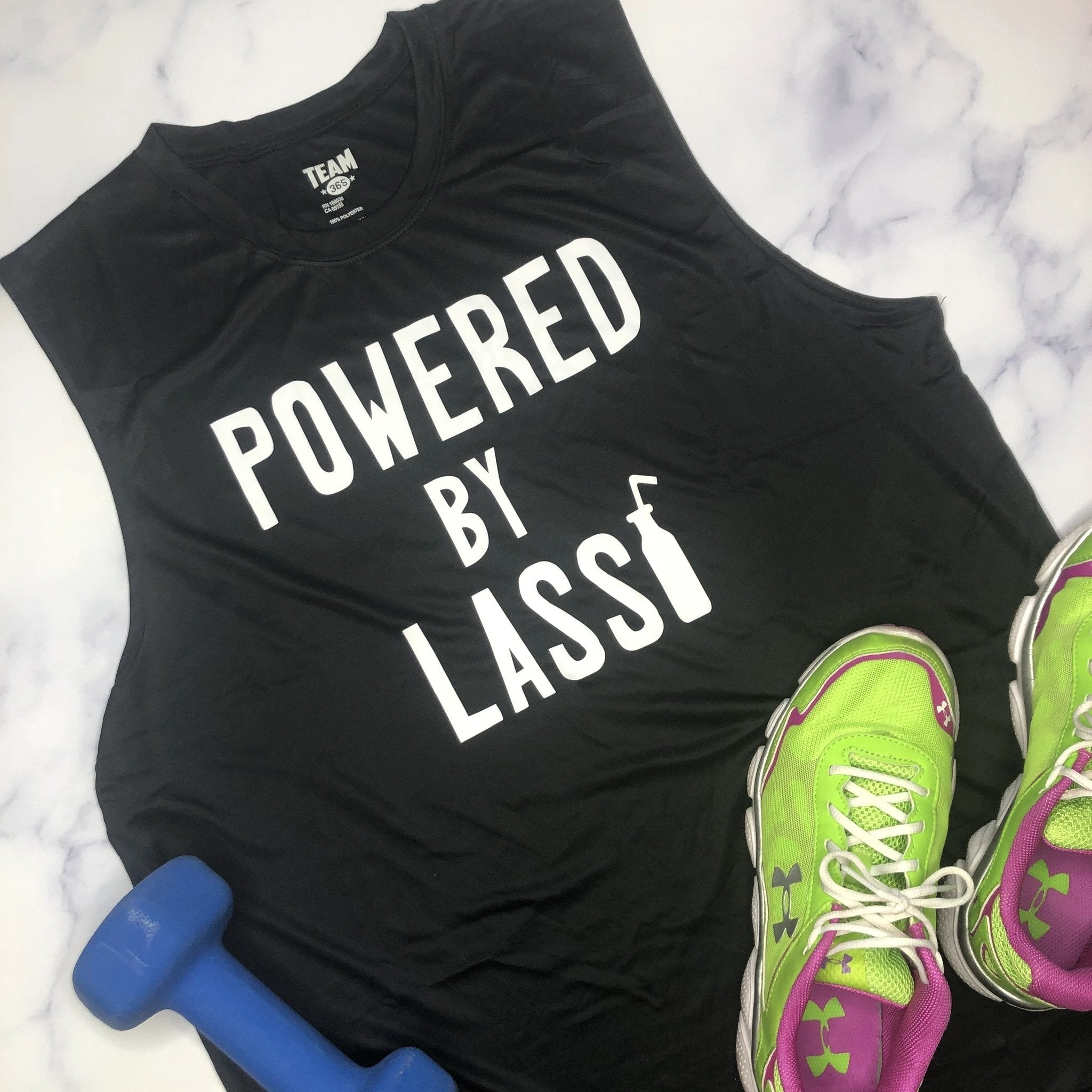 Powered By Lassi Muscle Tank by Modern Desi