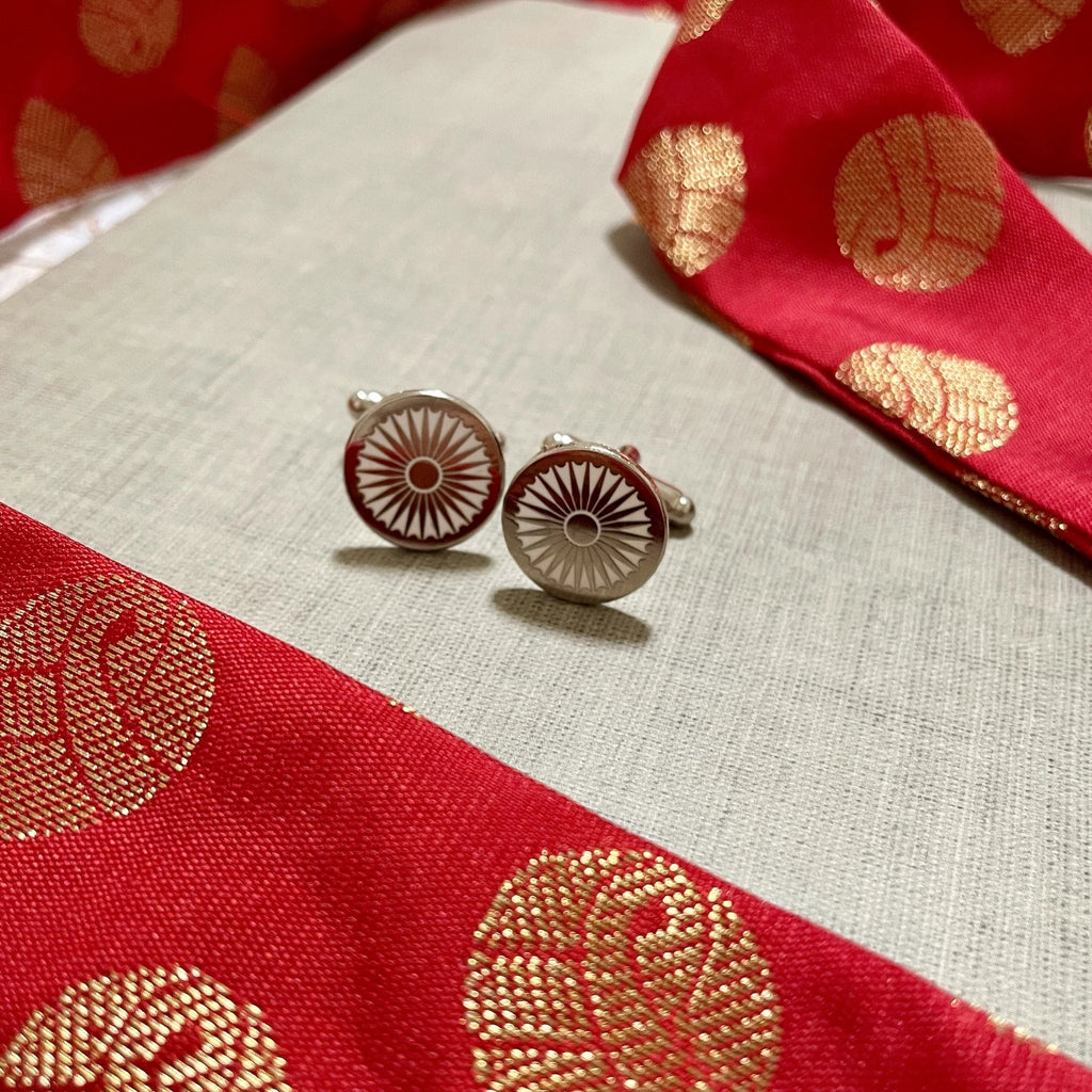 Indian Flag Chakra Cufflinks by Modern Desi