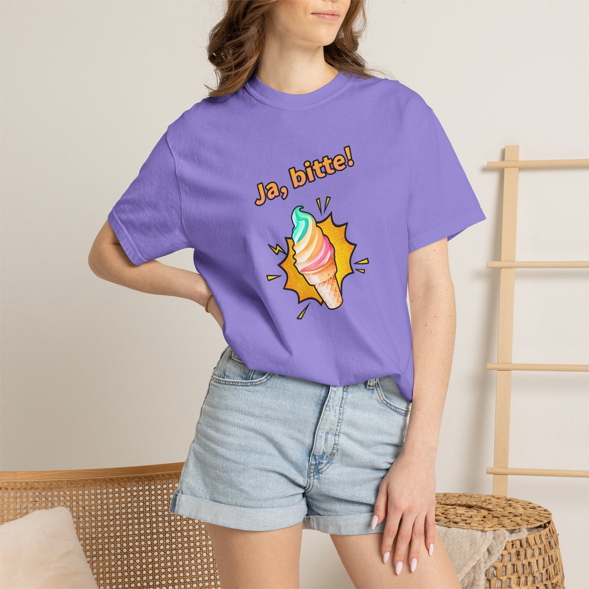 Ja Bitte! Rainbow Soft Serve Ice Cream German T-Shirt T-Shirt La Vie Bien Ja Bitte! Rainbow Soft Serve Ice Cream German T-Shirt