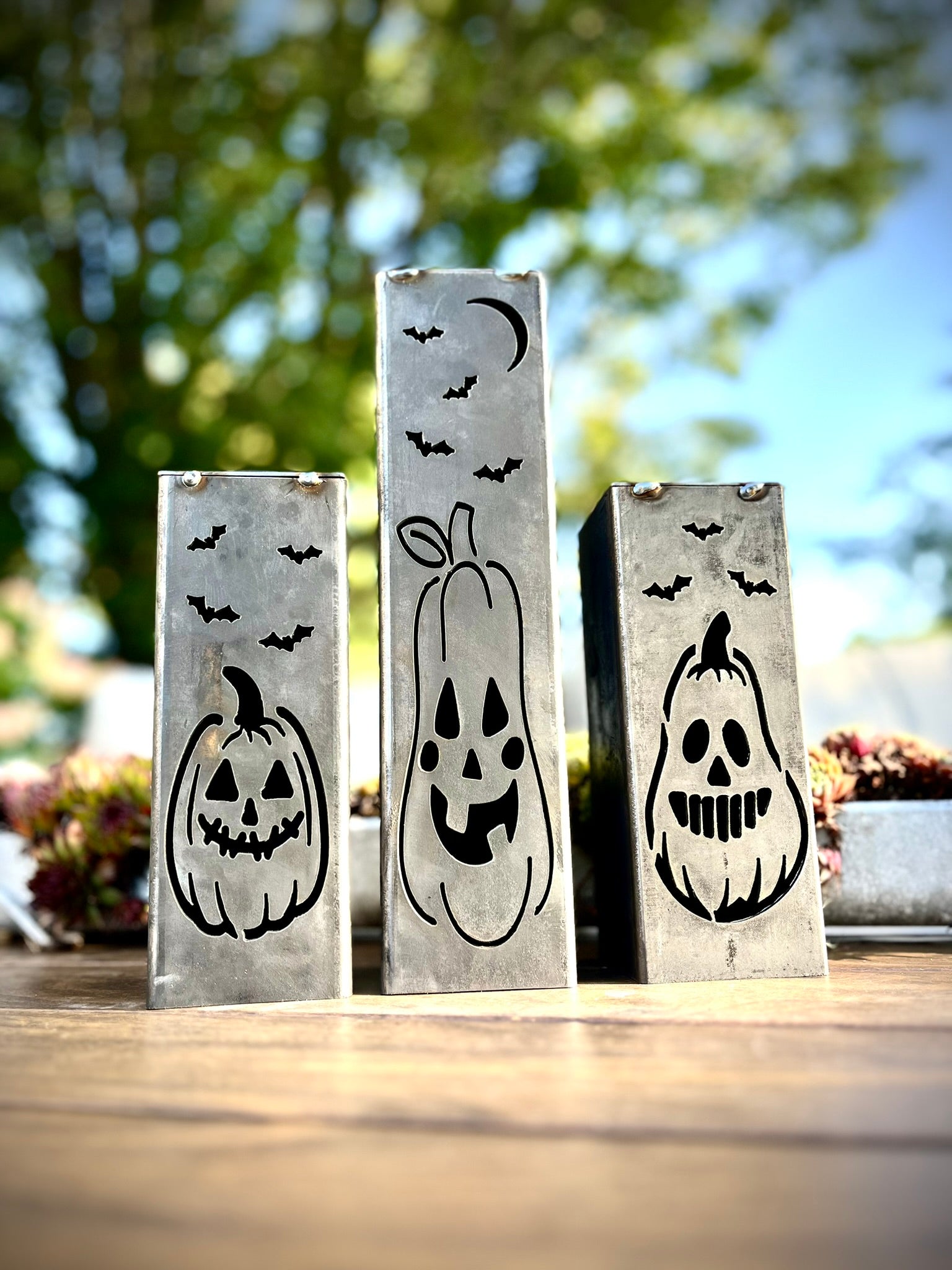 Jack-O-Lantern Solar Tube Lights - Steel