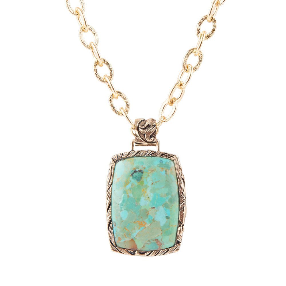 Jacquard Blue Turquoise Golden Pendant Necklace Necklaces La Vie Bien Jacquard Blue Turquoise Golden Pendant Necklace