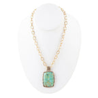 Jacquard Blue Turquoise Golden Pendant Necklace Necklaces La Vie Bien Jacquard Blue Turquoise Golden Pendant Necklace
