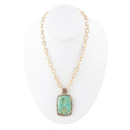 Jacquard Blue Turquoise Golden Pendant Necklace