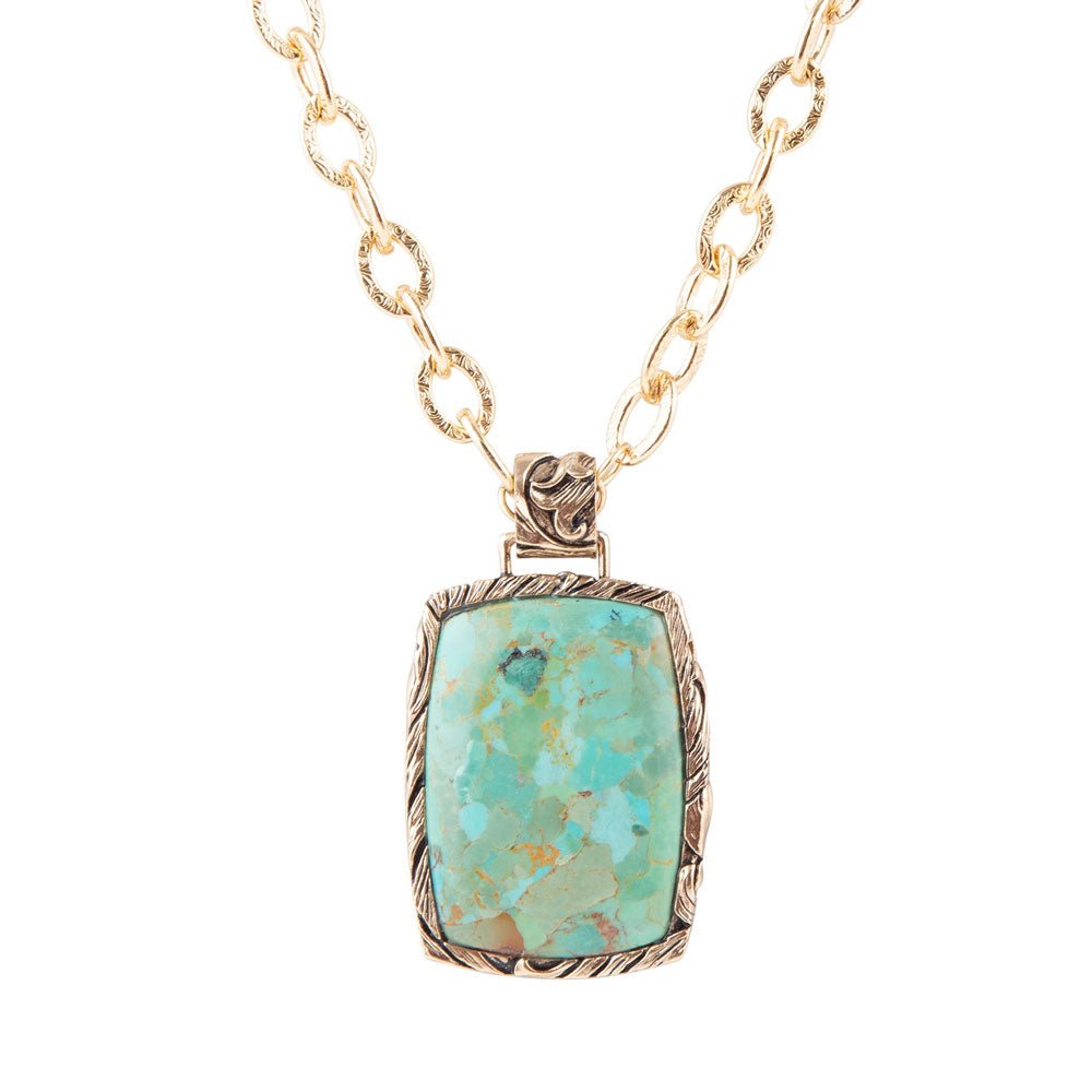 Jacquard Blue Turquoise Golden Pendant Necklace