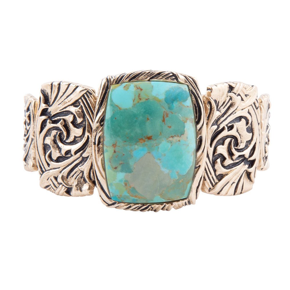 Jacquard Blue Turquoise Solid Golden Cuff Bracelet