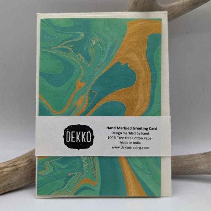 Jade & Gold Marbled Greeting Card