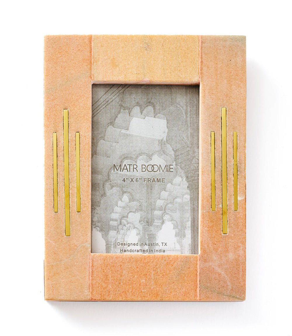 Jaipuri 4x6 Picture Frame - Pink Carved Marble HME stock line La Vie Bien Jaipuri 4x6 Picture Frame - Pink Carved Marble