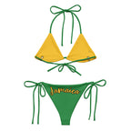 Jamaica Flag All Over Print Recycled String Bikini All - Over Print Recycled String Bikini La Vie Bien Jamaica Flag All Over Print Recycled String Bikini
