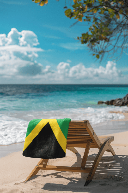 Jamaica Flag Beach Towel Beach Towel (Generic Brand) La Vie Bien Jamaica Flag Beach Towel