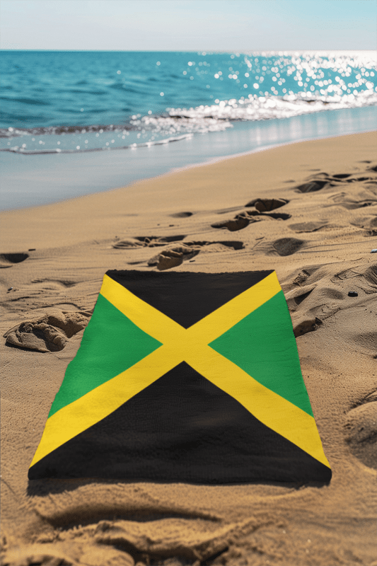 Jamaica Flag Beach Towel Beach Towel (Generic Brand) La Vie Bien Jamaica Flag Beach Towel