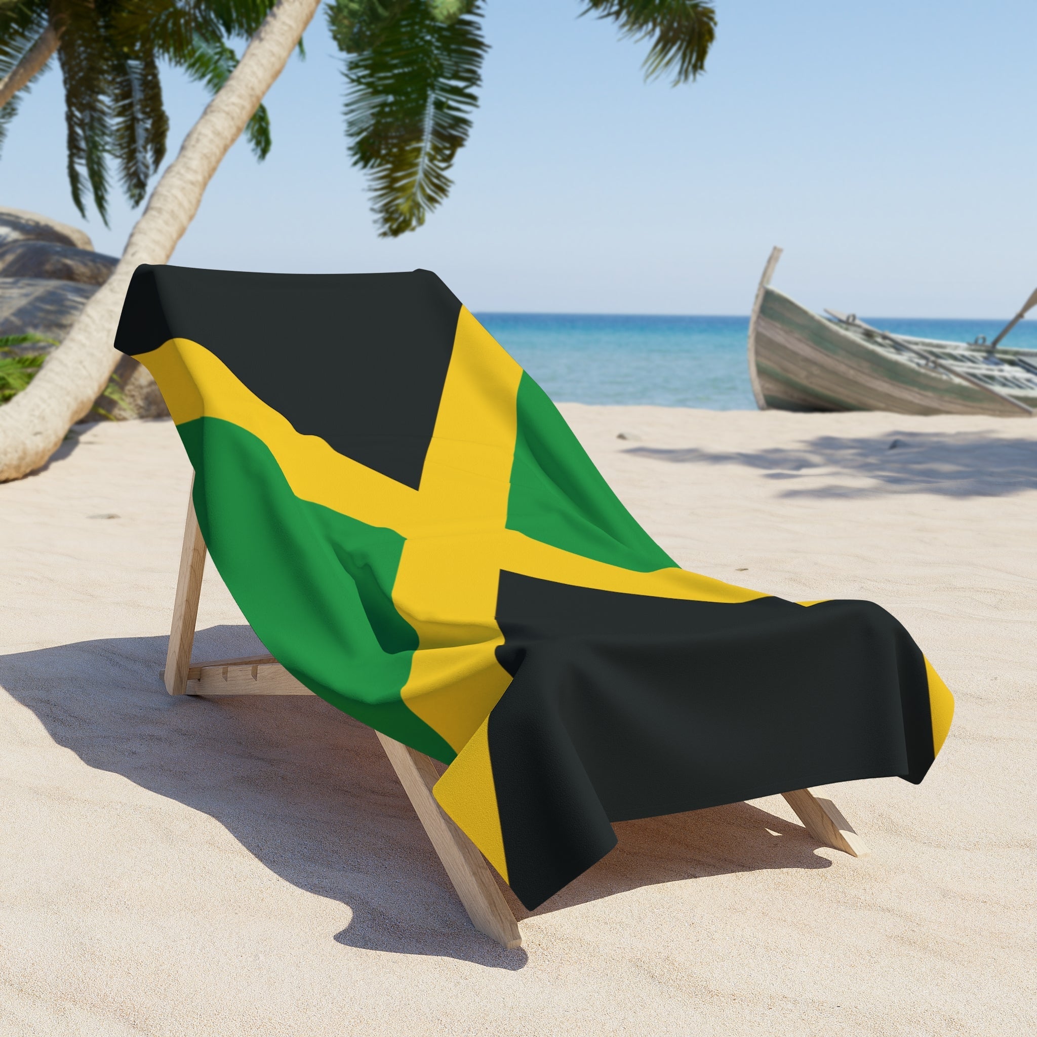 Jamaica Flag Beach Towel Beach Towel (Generic Brand) La Vie Bien Jamaica Flag Beach Towel