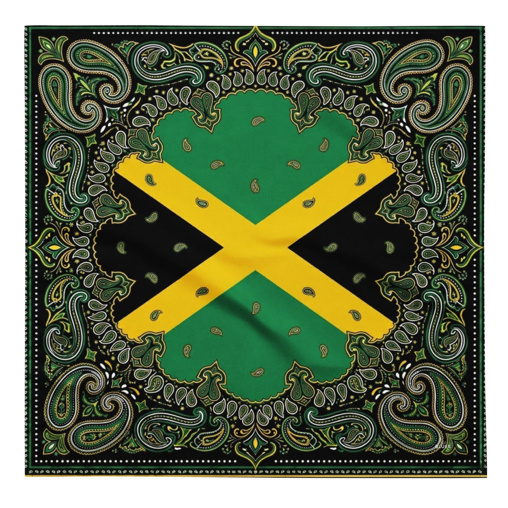 Jamaica Flag Paisley Print Bandana All-Over Print Bandana La Vie Bien Jamaica Flag Paisley Print Bandana