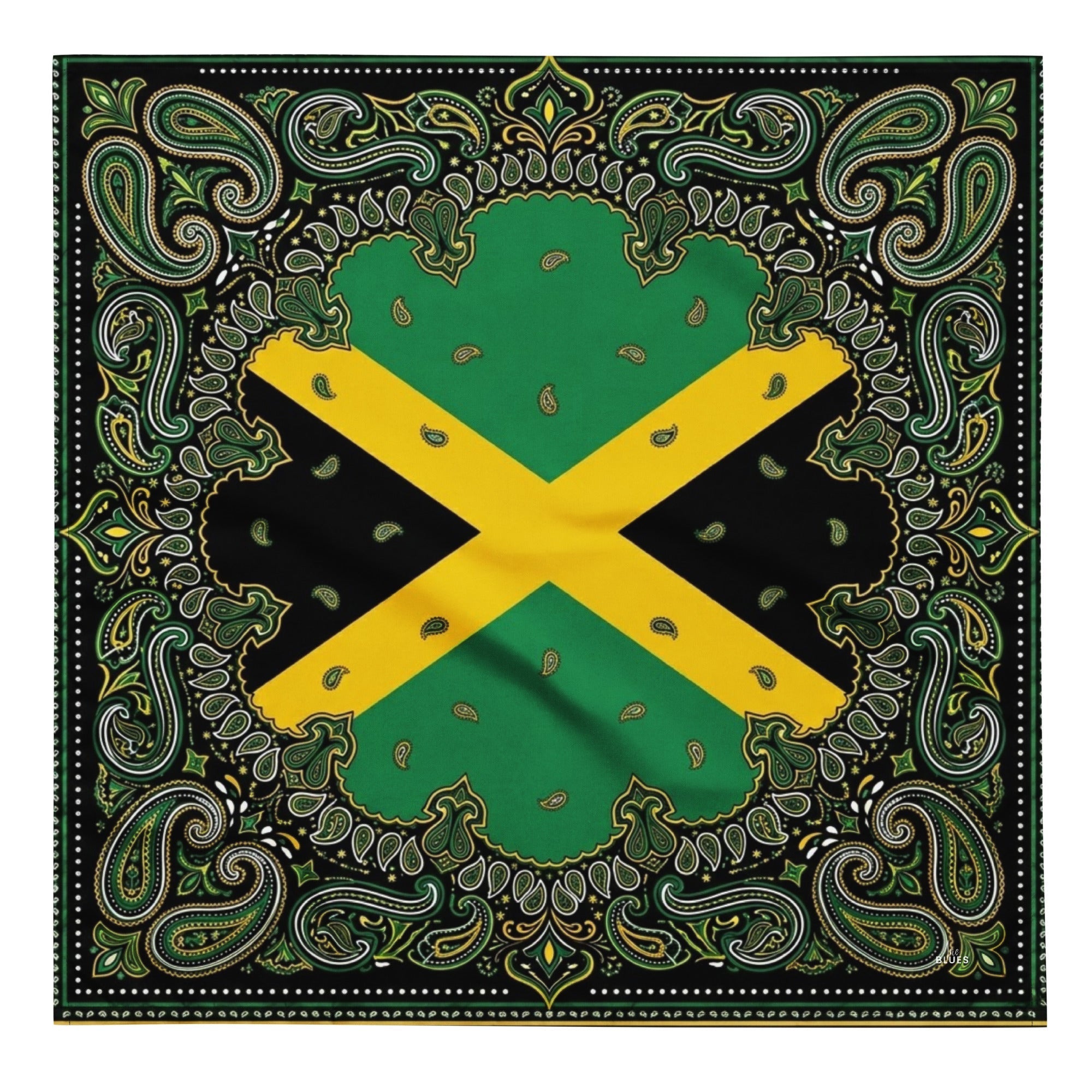 Jamaica Flag Paisley Print Bandana All-Over Print Bandana La Vie Bien Jamaica Flag Paisley Print Bandana